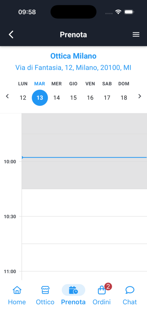Calendario delle disponibilità per prenotare un appuntamento